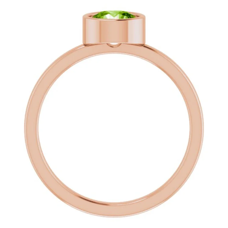 14K Rose 6 mm Natural Peridot Ring