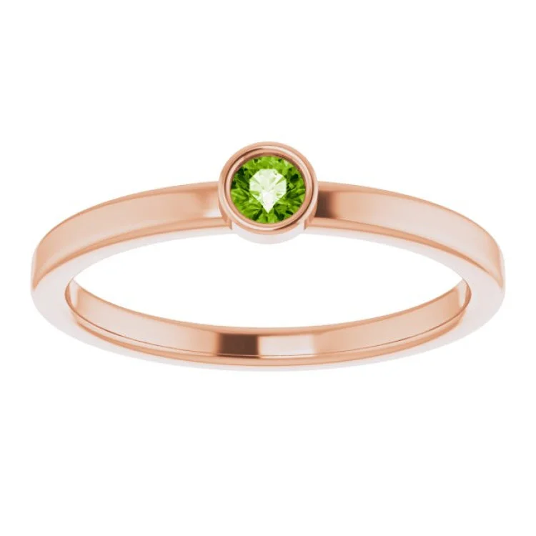 14K Rose 3 mm Natural Peridot Ring