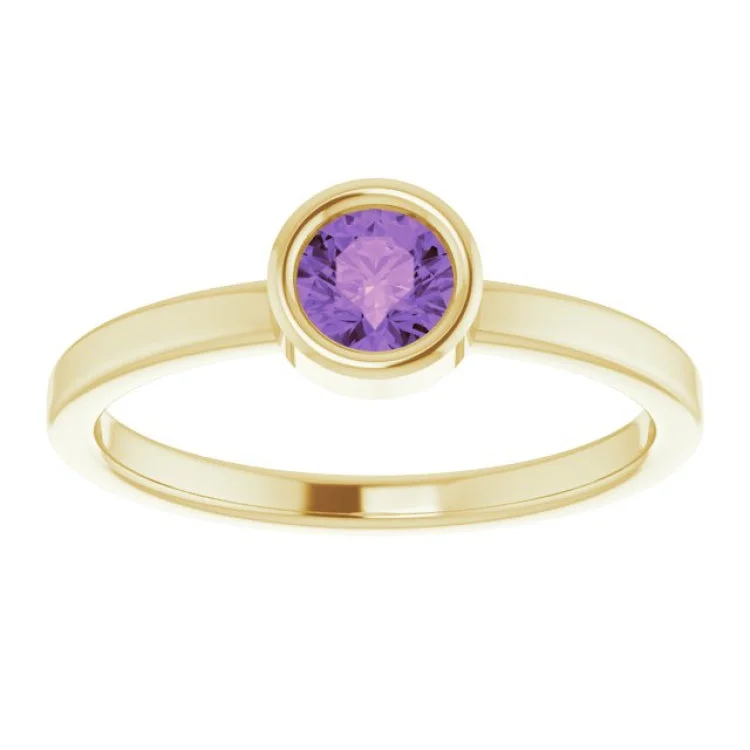 14K Yellow 4.5 mm Natural Amethyst Ring