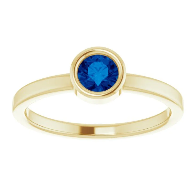 14K Yellow 4.5 mm Natural Blue Sapphire Ring