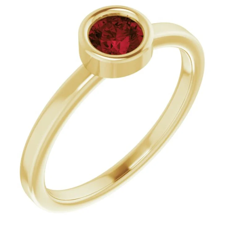 14K Yellow 4.5 mm Natural Mozambique Garnet Ring