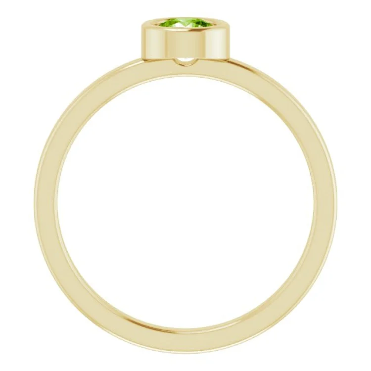 14K Yellow 4.5 mm Natural Peridot Ring