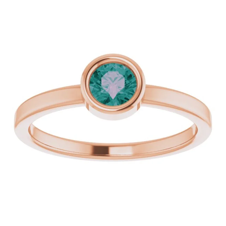 14K Rose 4.5 mm Lab-Grown Alexandrite Ring