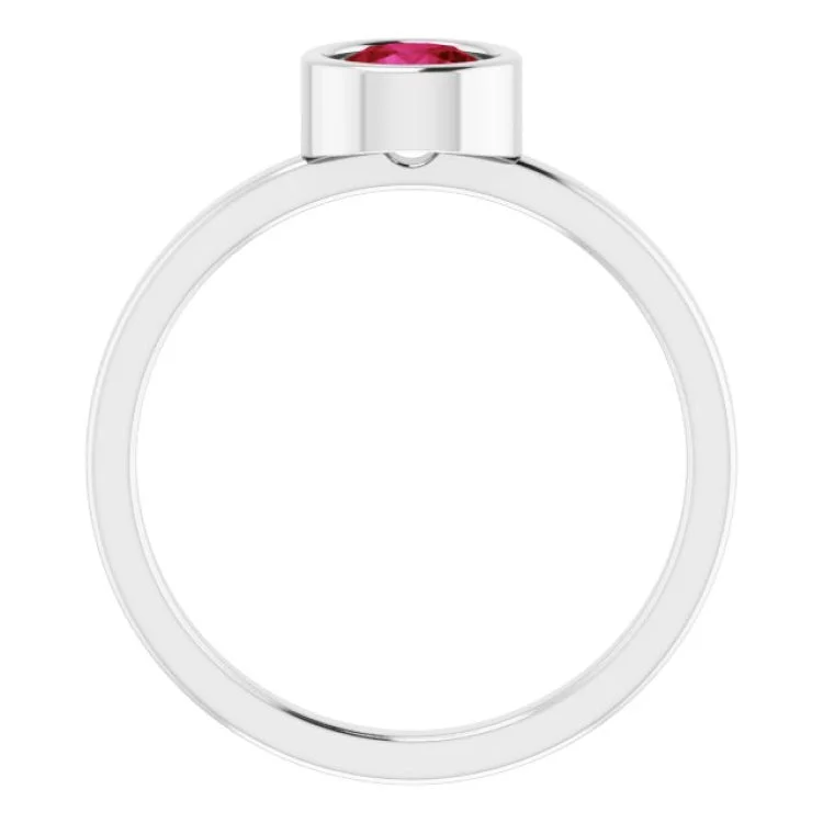 14K White 5.5 mm Lab-Grown Ruby Ring