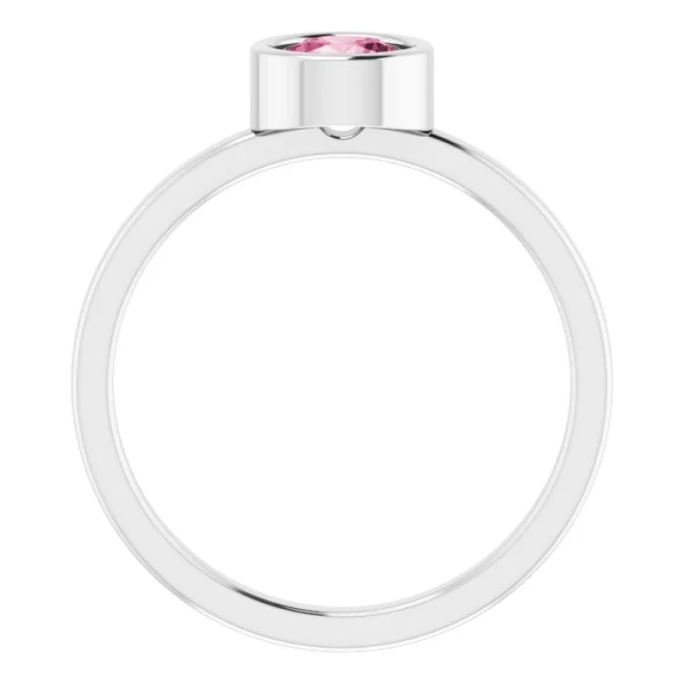 Platinum 5.5 mm Natural Pink Tourmaline Ring