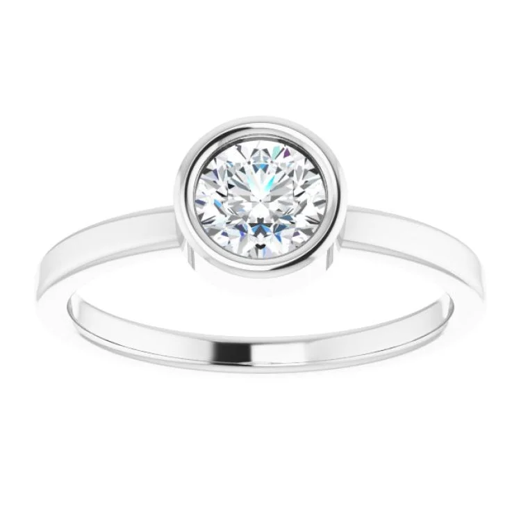 Rhodium-Plated Sterling Silver 5.5 mm 5/8 CT Natural Diamond Ring