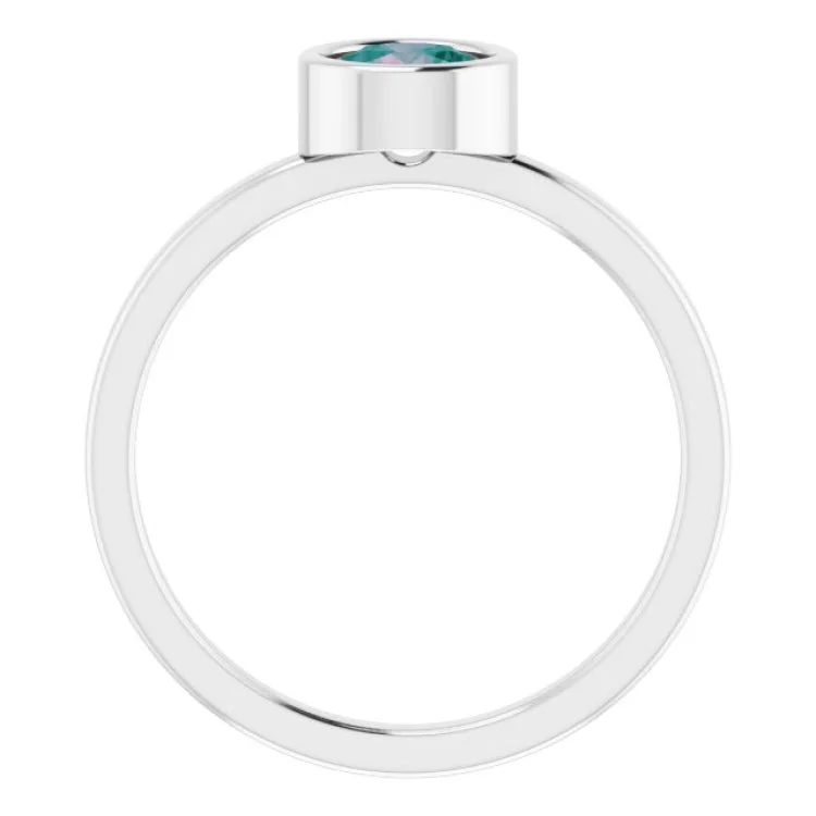 Rhodium-Plated Sterling Silver 5.5 mm Lab-Grown Alexandrite Ring