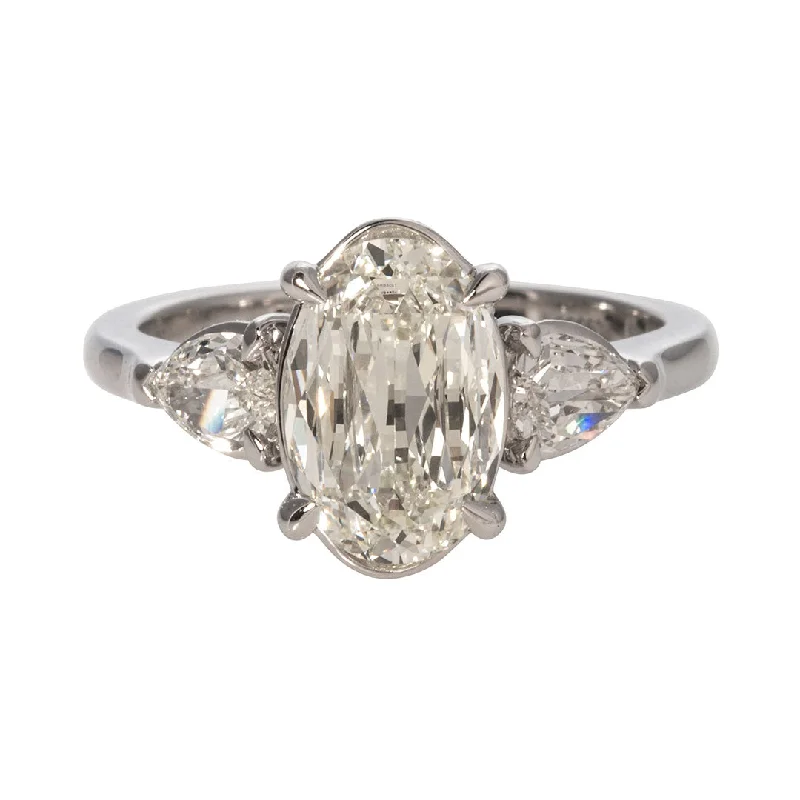 1.90ct L’Amour Crisscut Oval & .41ct Pear Diamond Engagement Ring