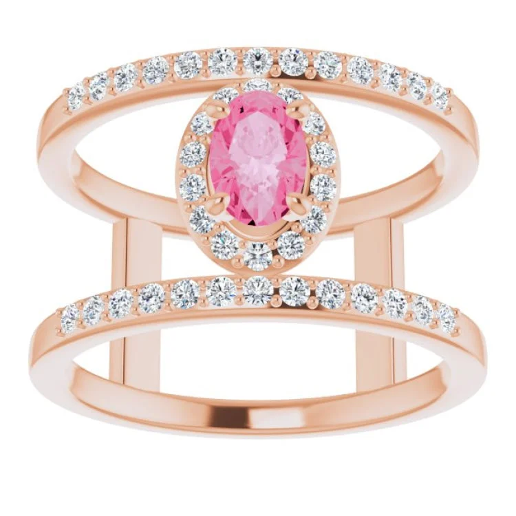 14K Rose Natural Pink Spinel & 1/3 CTW Natural Diamond Ring