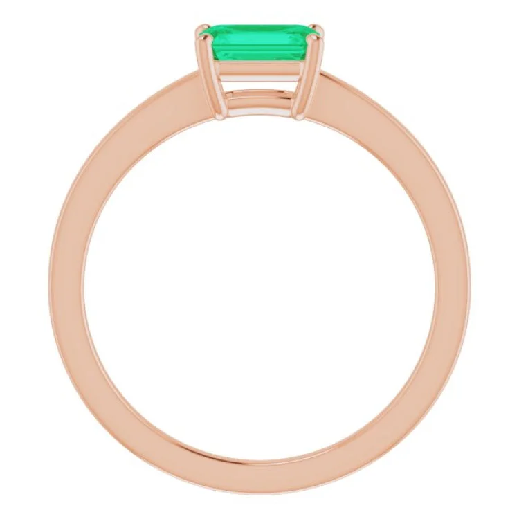 14K Rose Lab-Grown Emerald Ring