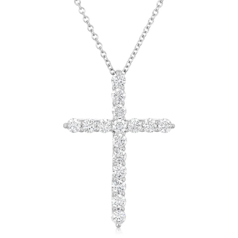 1 Carat Diamond Cross Pendant Necklace