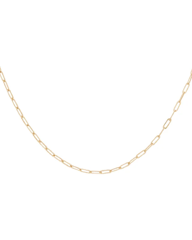 14K Solid Gold Baby Paperclip Chain Necklace