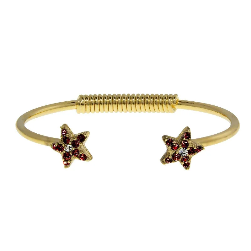 1928 Jewelry Gold Austrian Crystal Star Spring Bracelet