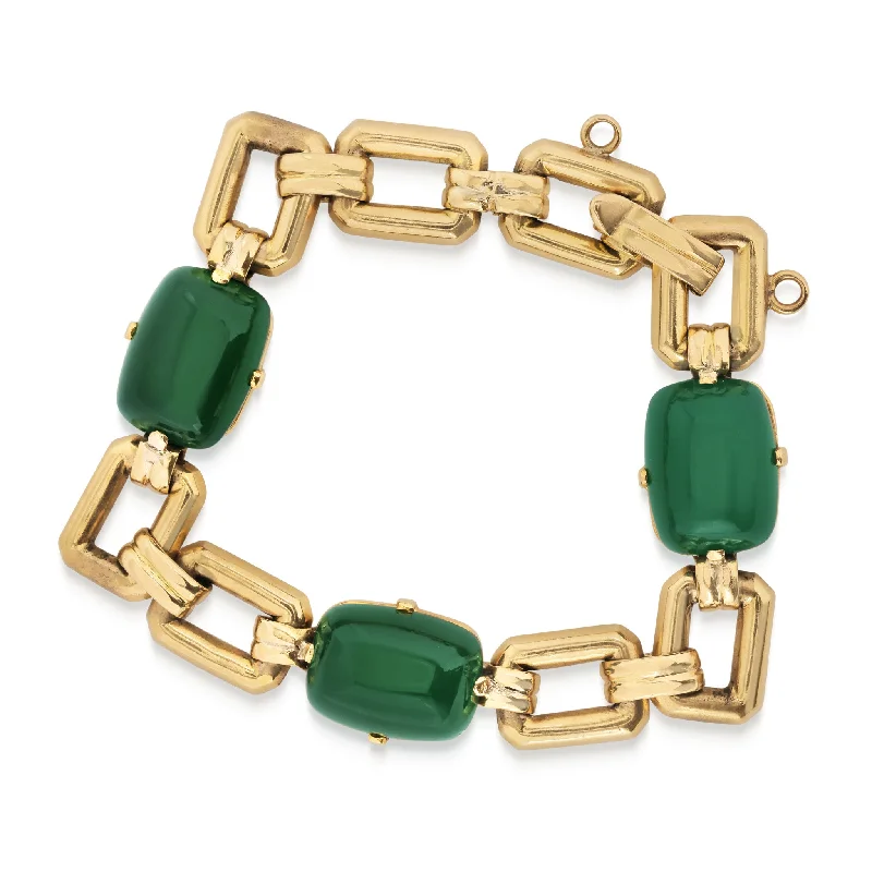 1950s 18KT Yellow Gold Chalcedony Bracelet