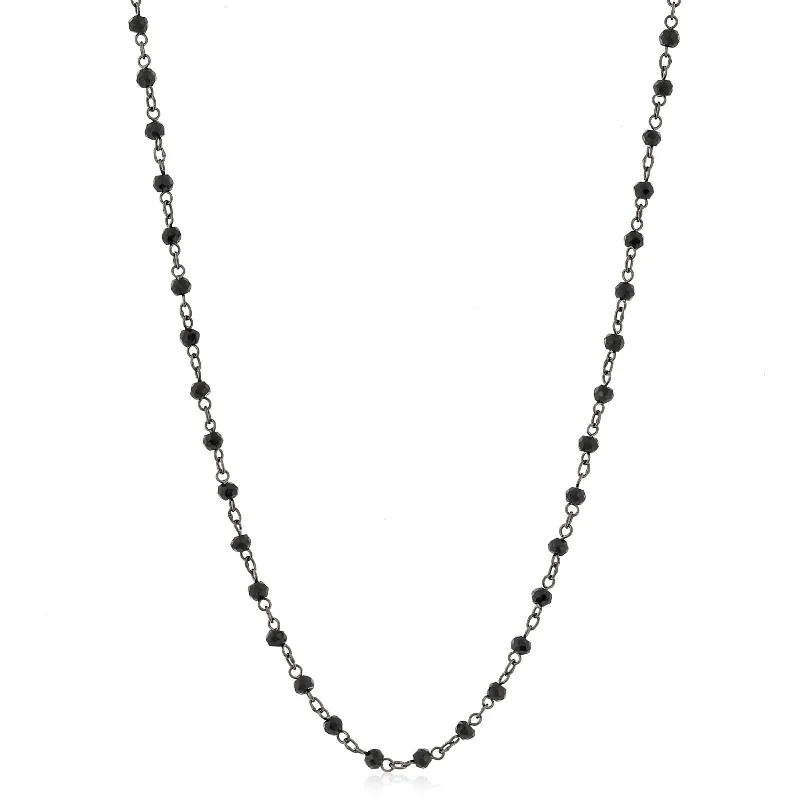 2.5mm Black Spinel Station Bead Necklace