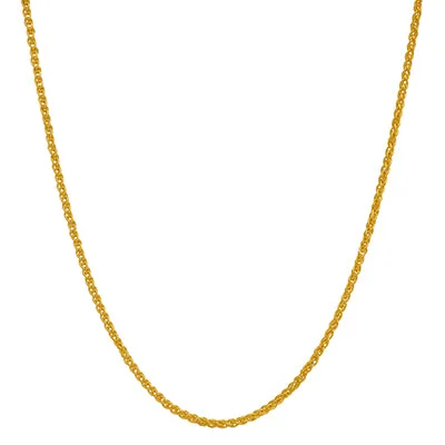 Adjustable Wheat Chain in 14kt Yellow Gold (22 inches and 1mm)