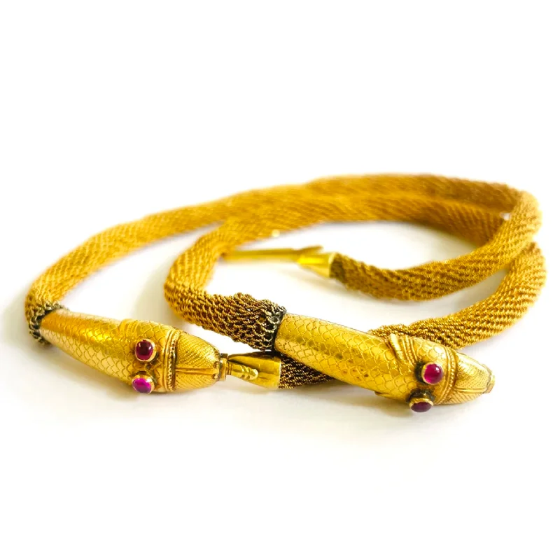 Antique Gilt Ruby Snake Bracelets