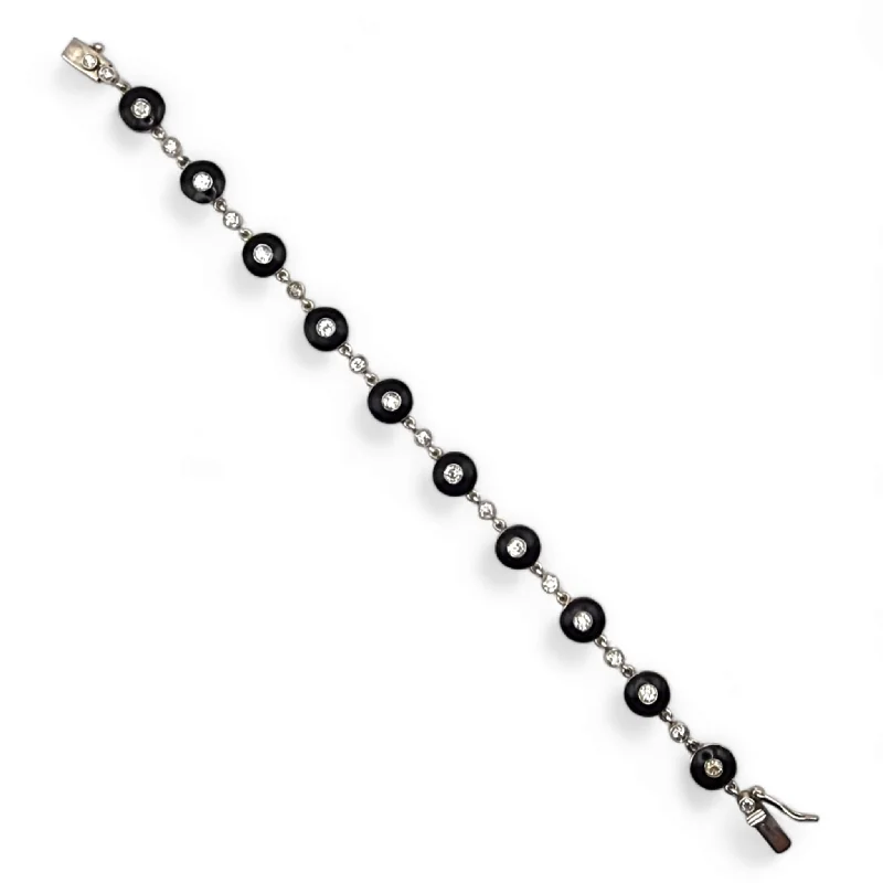 Art Deco Platinum Diamond & Enamel Bracelet