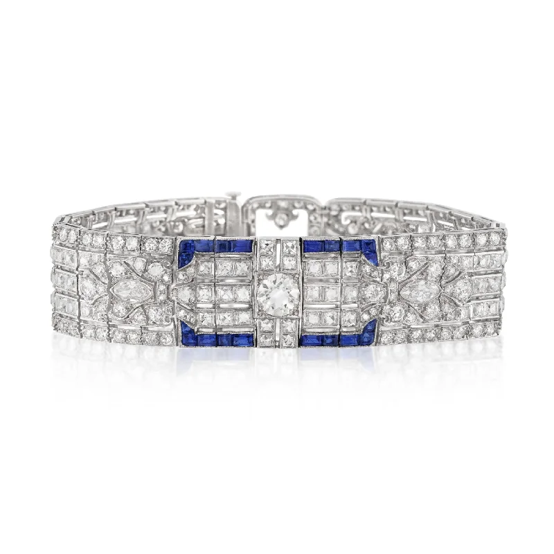 Art Deco Platinum Sapphire & Diamond Bracelet