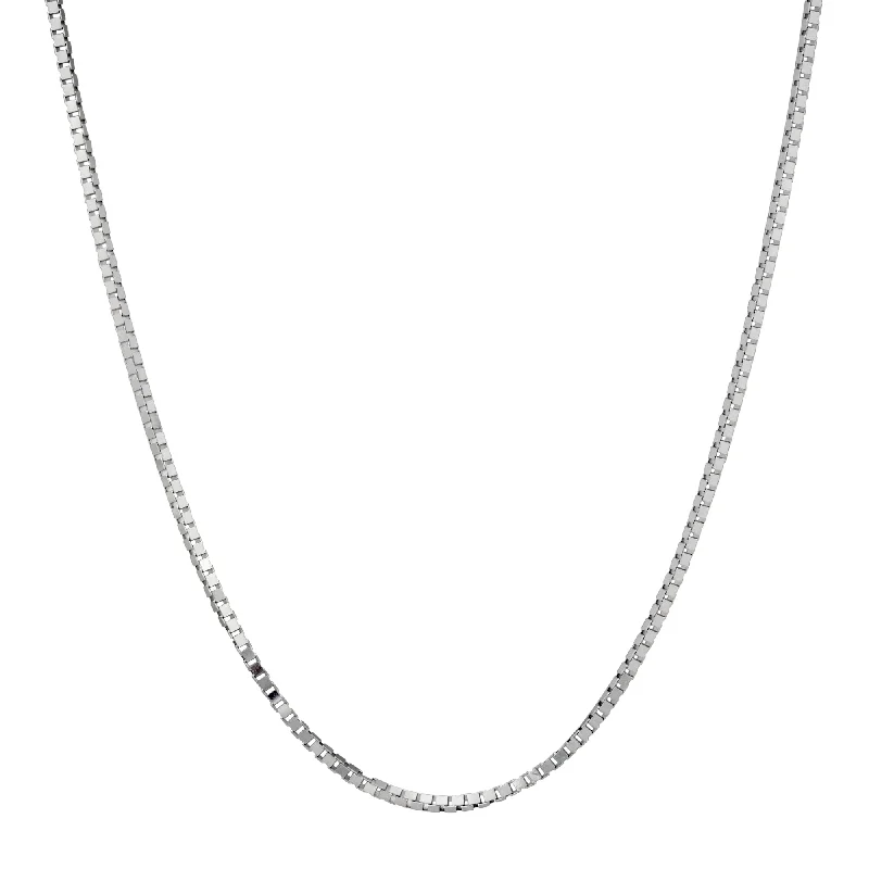 Box Chain in 14kt White Gold (18 inches and 0.8mm wide)