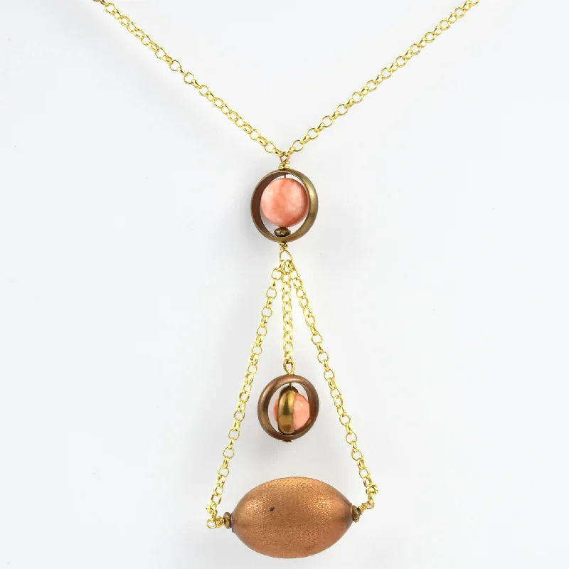 Coral and Brass Balance Necklace