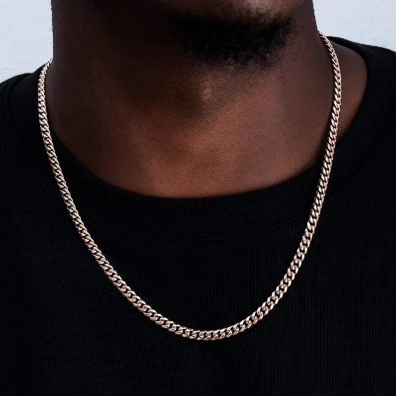 Cuban Link Chain in Rose Gold- 5mm