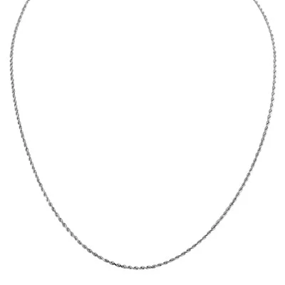 Diamond Cut Rope Chain in 14kt White Gold  (18 inches and 1.5mm wide)