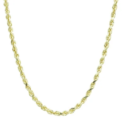 Diamond Cut Rope Chain in 14kt Yellow Gold (22 inches and 3mm wide)