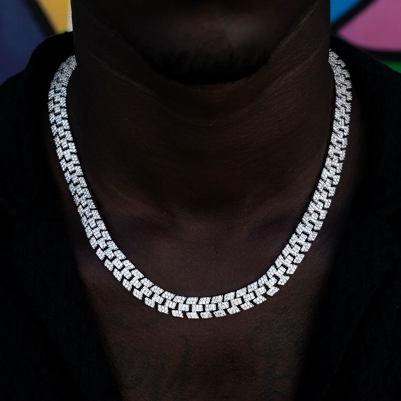 Diamond Spine Chain in White Gold