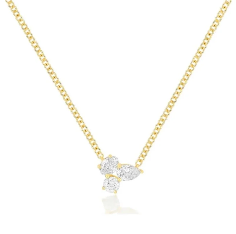 EF COLLECTION Triple Diamond Cluster Necklace