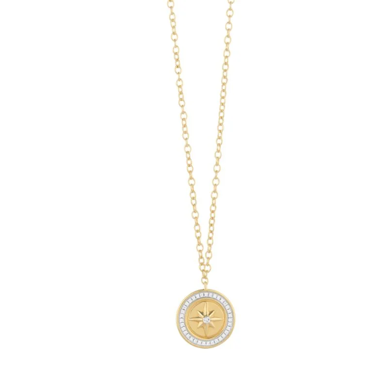 Ella Stein Diamond Sterling/Gold Compass Pendant .05ct dw