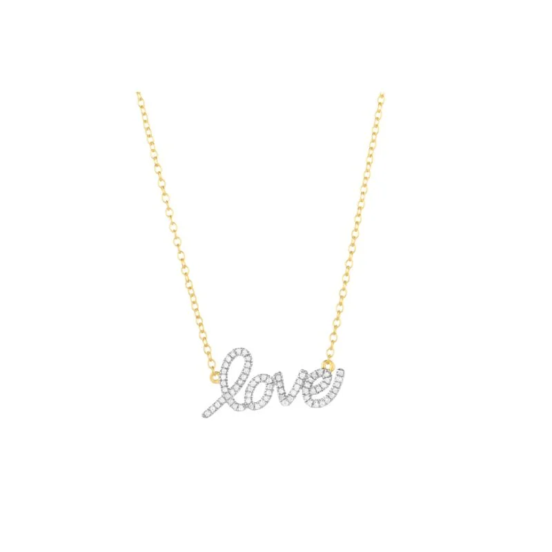 Ella Stein Diamond Sterling/Gold Signature Love Pendant .09ct dw