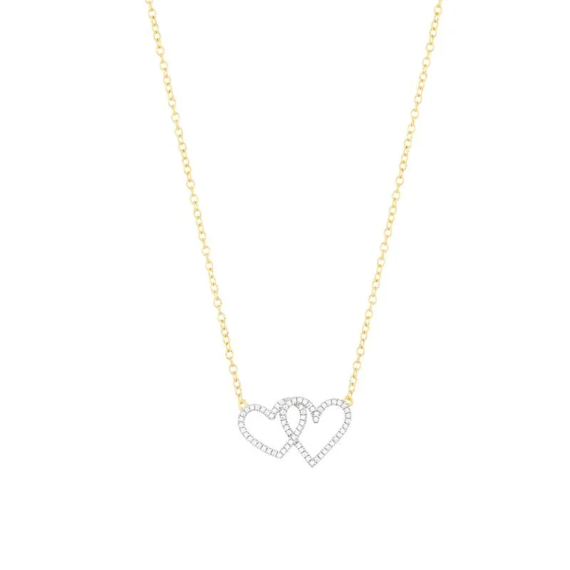 Ella Stein Diamond Sterling/Goldtwo Hearts Pendant .10ct dw