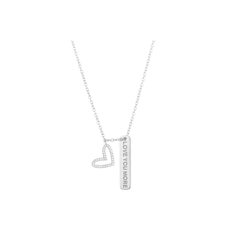 Ella Stein Diamond Sterling ''Love You'' Pendant .05ct dw