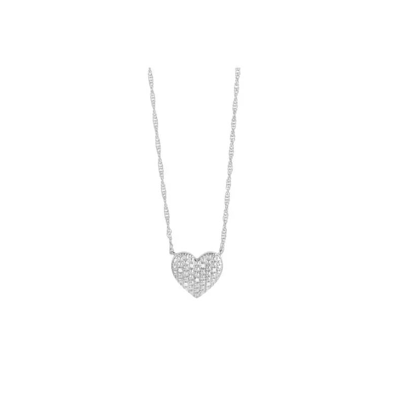 Ella Stein Diamond Sterling Pave Heart Pendant .02ct dw