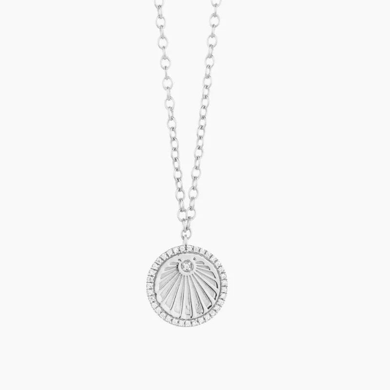 Ella Stein Diamond Sterling Sun Pendant .05ct dw