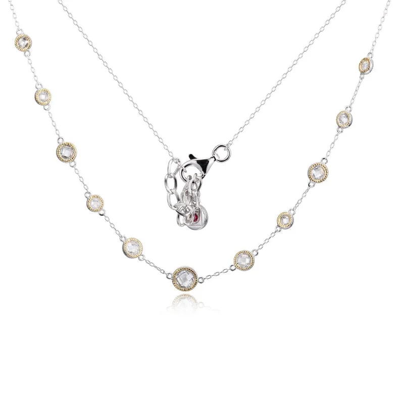 Elle Silver Sterling Rhodium Plated GP40(23K,14K) NECK CZ