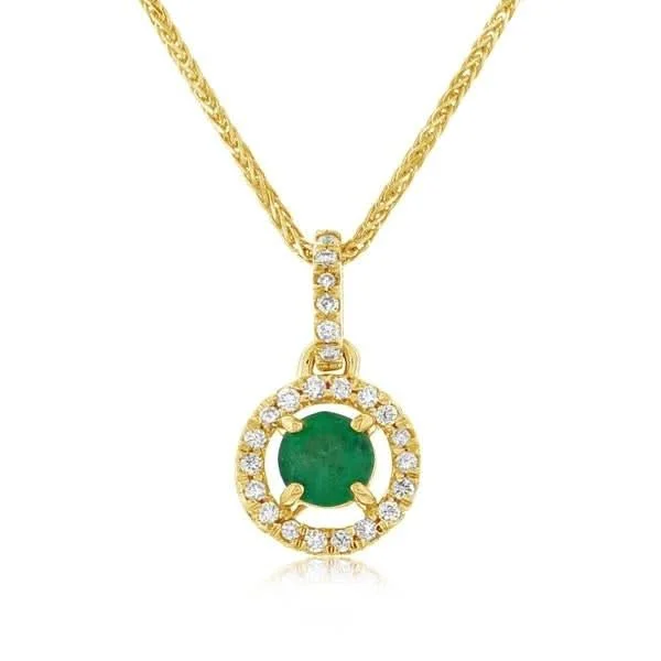 Emerald & Diamond Halo Pendant