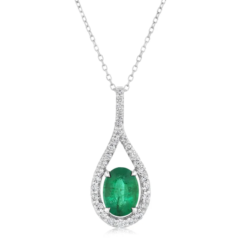 Emerald & Diamond Pendant Necklace