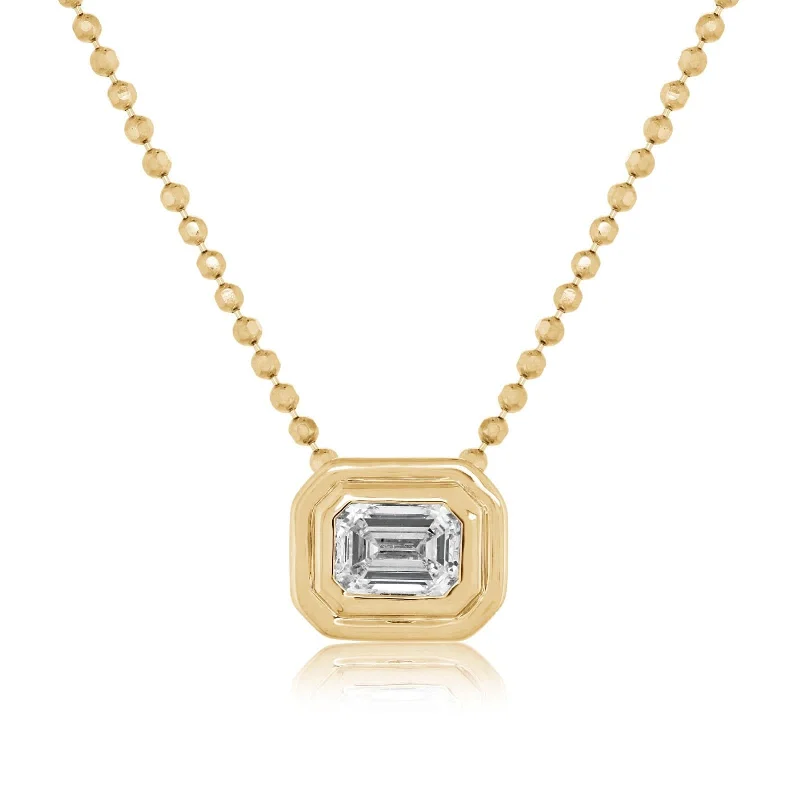 Emerald Cut Bezel Pendant Necklace