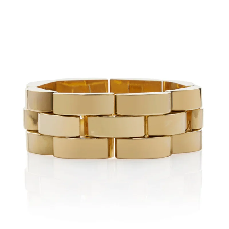 French Retro 18KT Yellow Gold Tank Track Bracelet