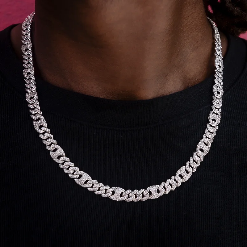 Iced Mariner Cuban Chain in White Gold- 9mm