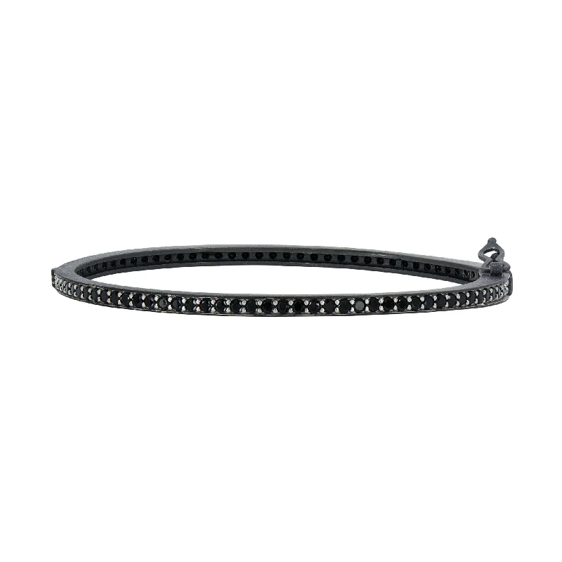 Industrial Finish Ribbed Metro Pavé Hinge Bracelet