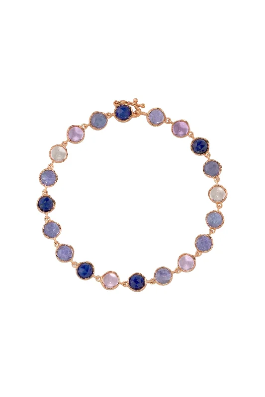 Irene Neuwirth Classic 7" Bracelet set with 5mm Rose Cut and Cabochon Lapis, Tanzanite and Rose of France