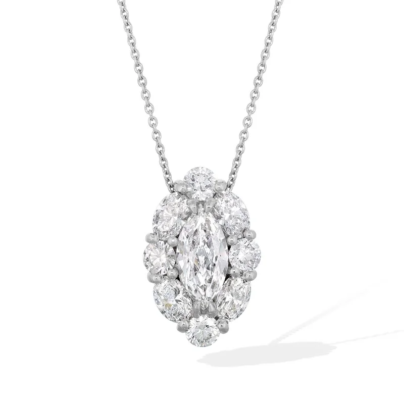 JB STAR Marquise Diamond Pendant with Halo