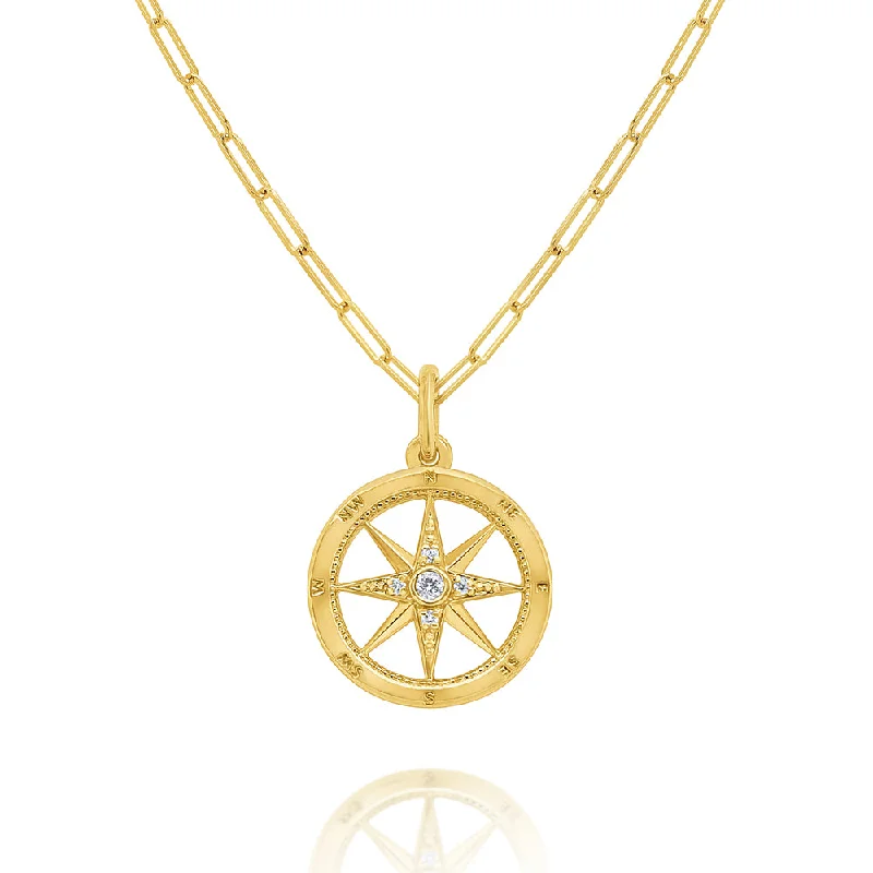 KC Designs 14k Gold and Diamond Compass Necklace, 18''