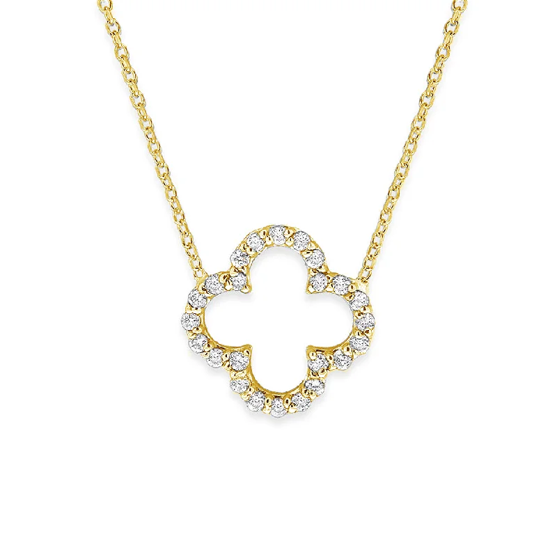 KC Designs 14k Gold and Diamond Open Clover Necklace, Small