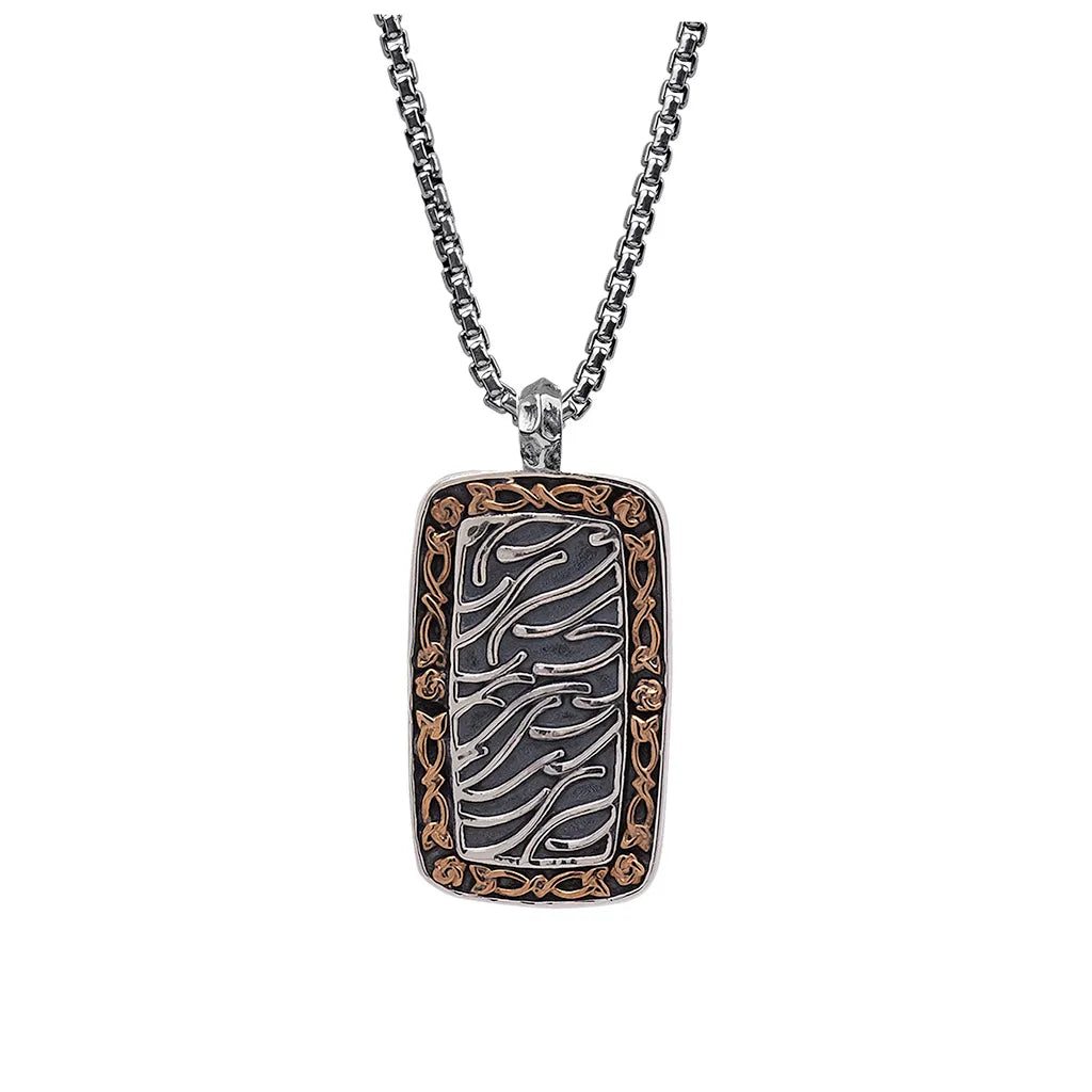 Keith Jack Sterling Silver Oxidized + Bronze Cernunnos (God of the Wild) Dogtag Pendant