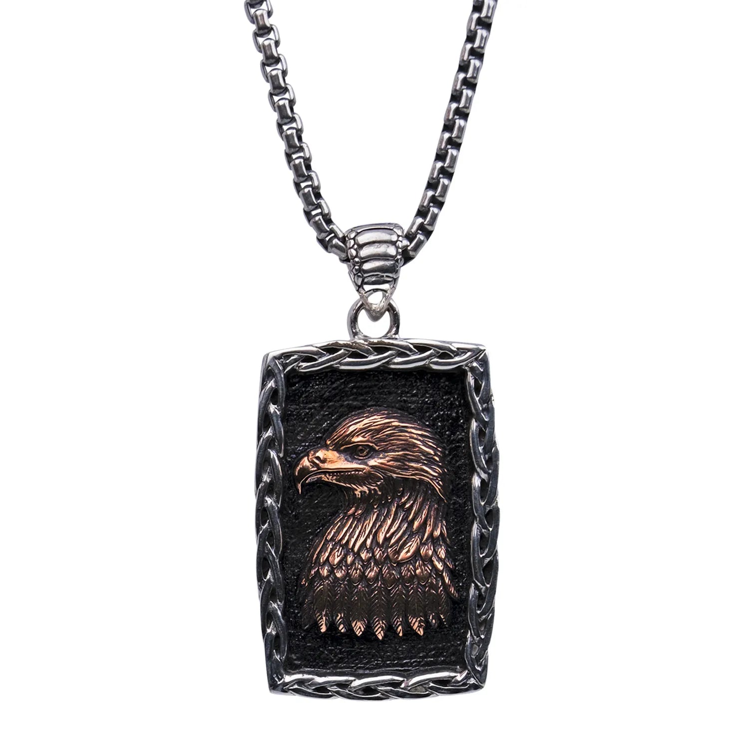 Keith Jack Sterling Silver Oxidized + Bronze Large Eagle Pendant (Power and Independence)