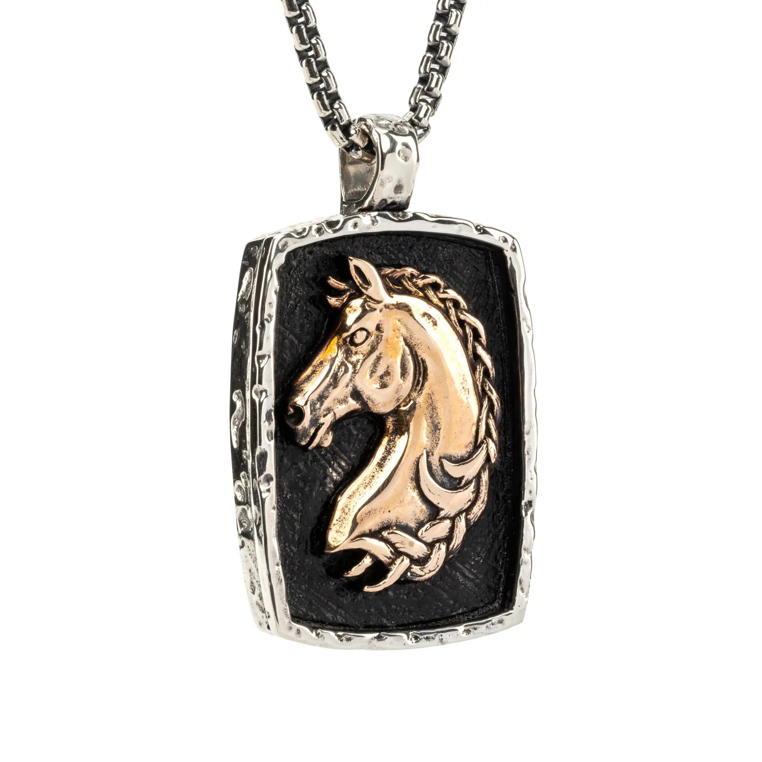 Keith Jack Sterling Silver Oxidized + Bronze Large Horse Pendant (Freedom and Determination)